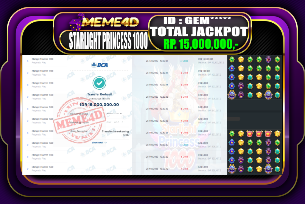 Bukti Jp MEME4D Slot Online 25 February 2026