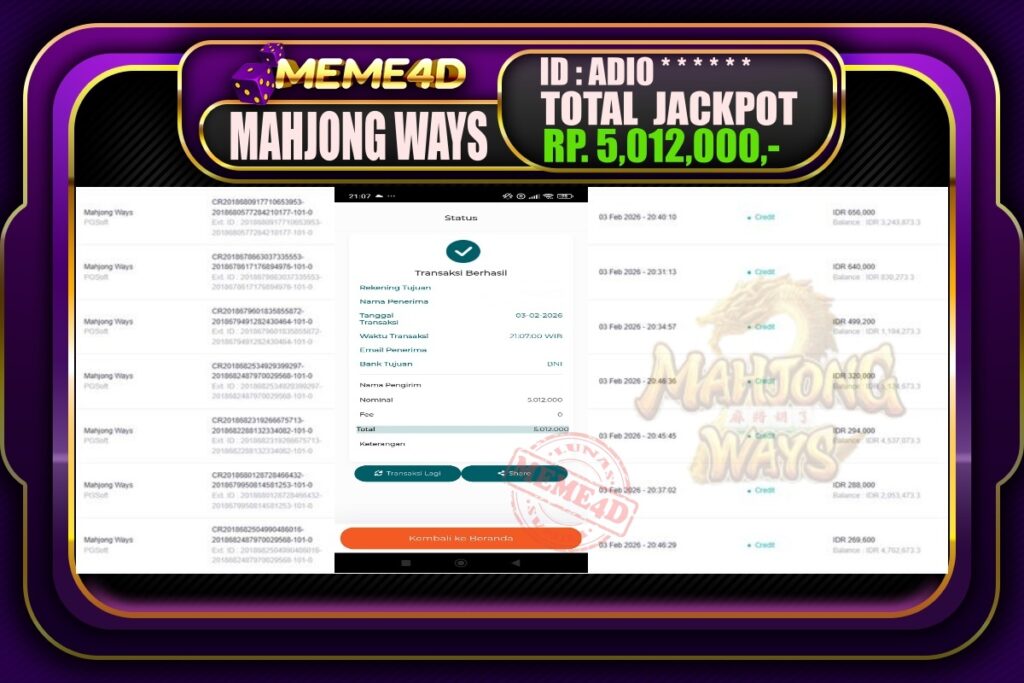 Bukti Jp MEME4D Slot Online 04 February 2026