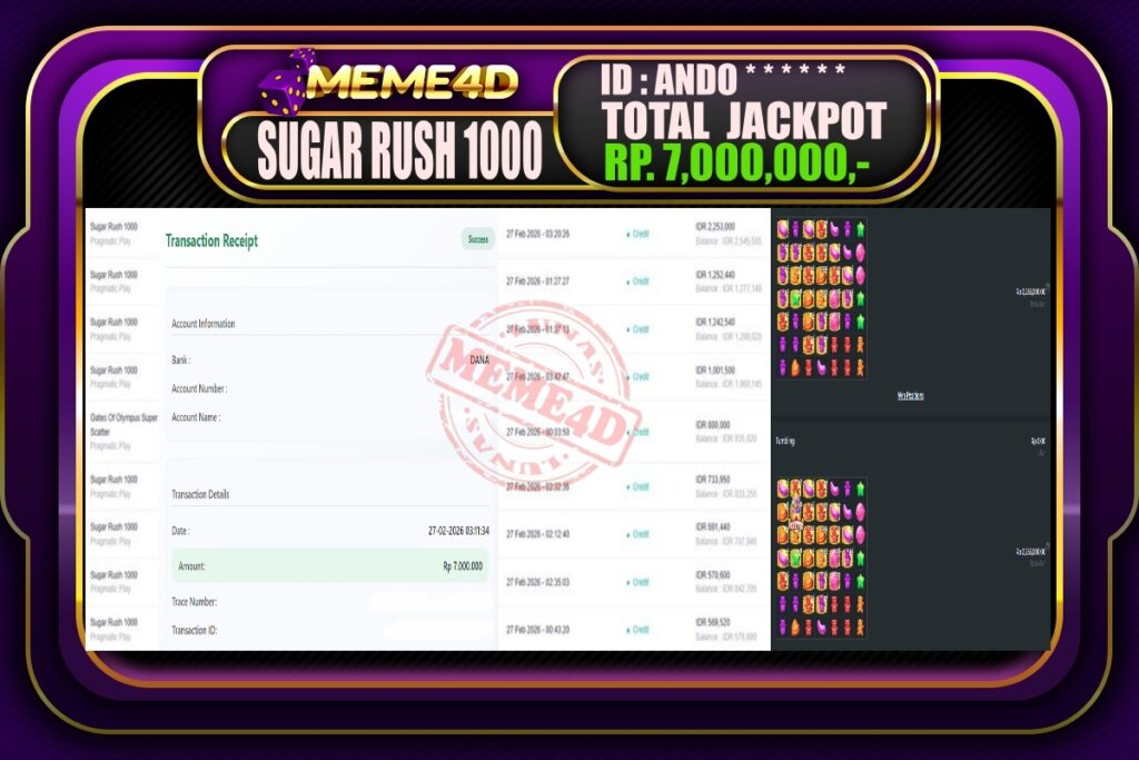 Bukti Jp MEME4D Slot Online 27 February 2026