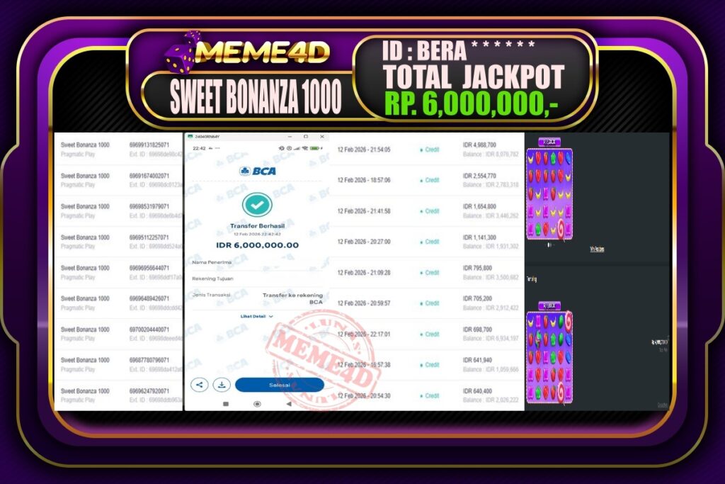 Bukti Jp MEME4D Slot Online 13 February 2026