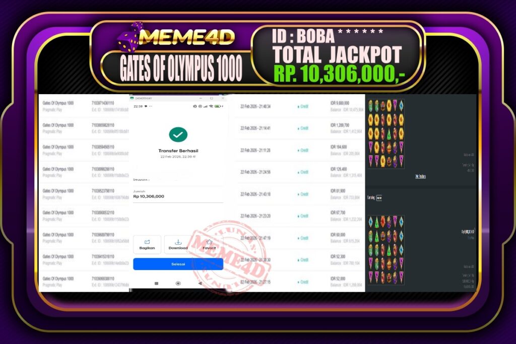 Bukti Jp MEME4D Slot Online 23 February 2026