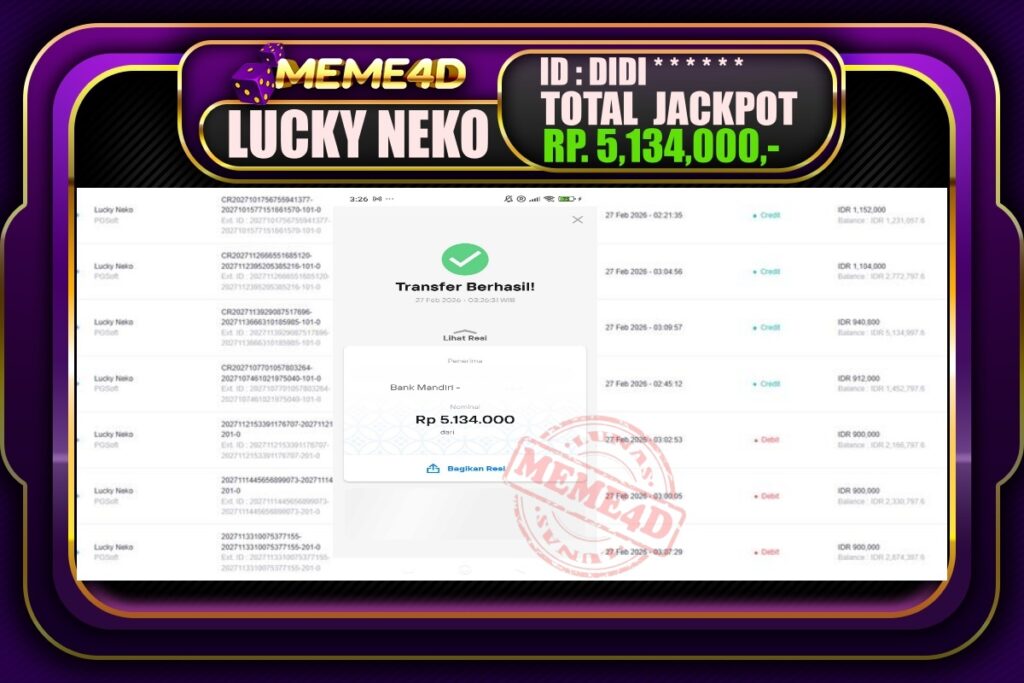 Bukti Jp MEME4D Slot Online 27 February 2026