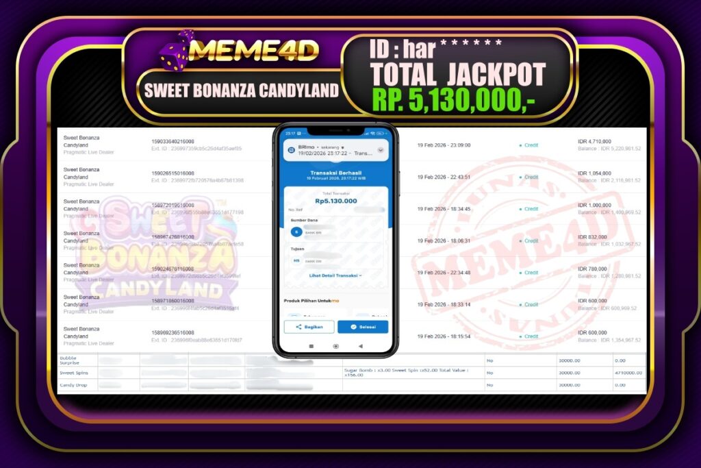 Bukti Jp MEME4D Slot Online 20 February 2026