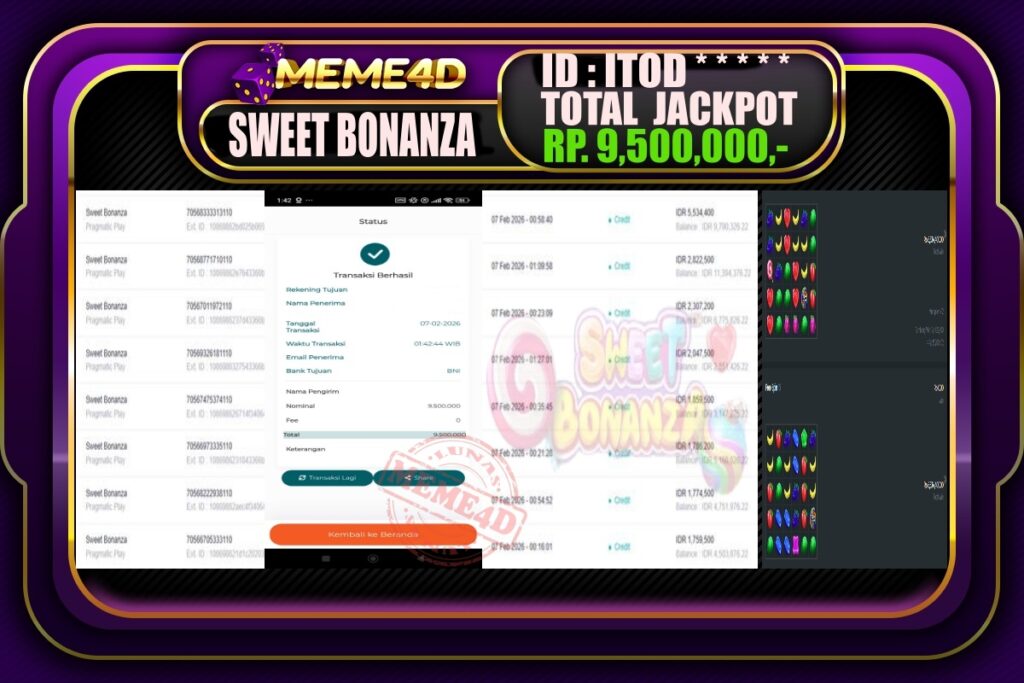 Bukti Jp MEME4D Slot Online 07 February 2026