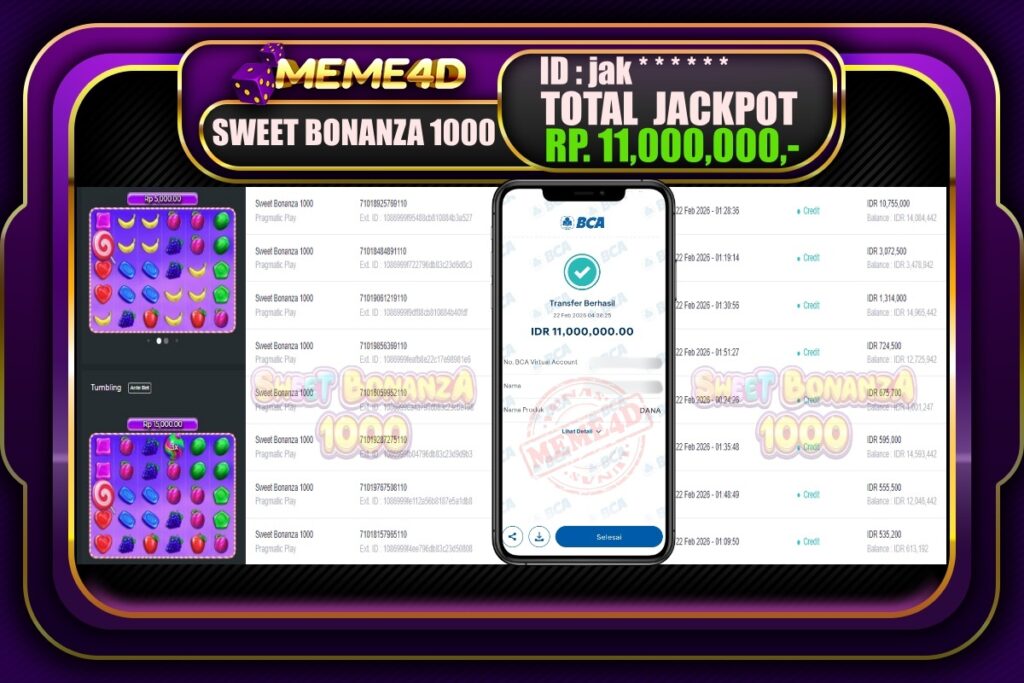 Bukti Jp MEME4D Slot Online 22 February 2026