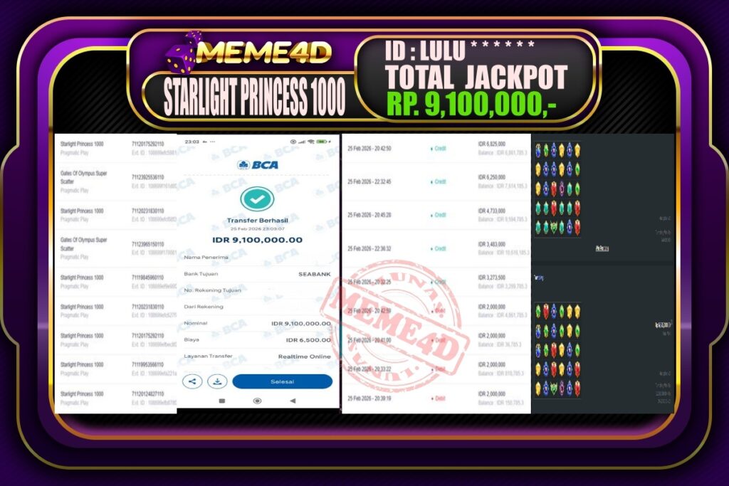 Bukti Jp MEME4D Slot Online 26 February 2026