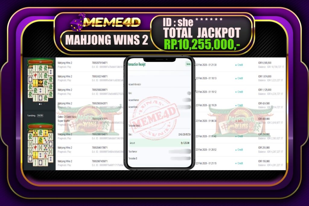 Bukti Jp MEME4D Slot Online 22 February 2026