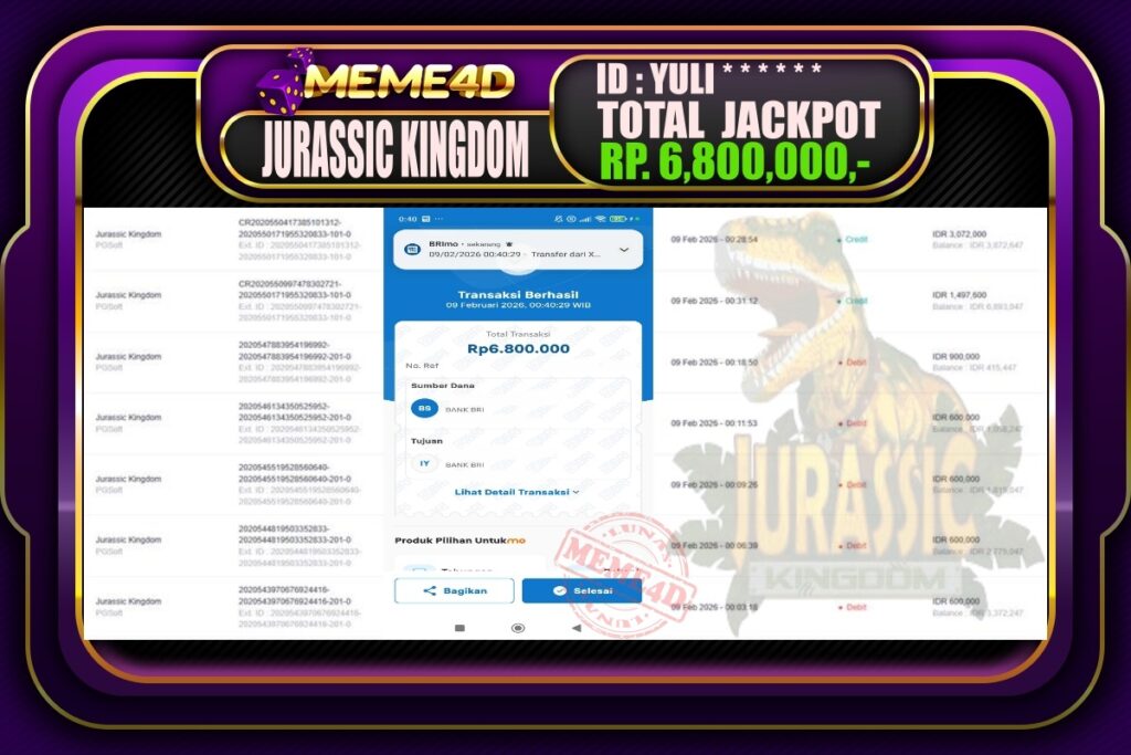 Bukti Jp MEME4D Slot Online 09 February 2026