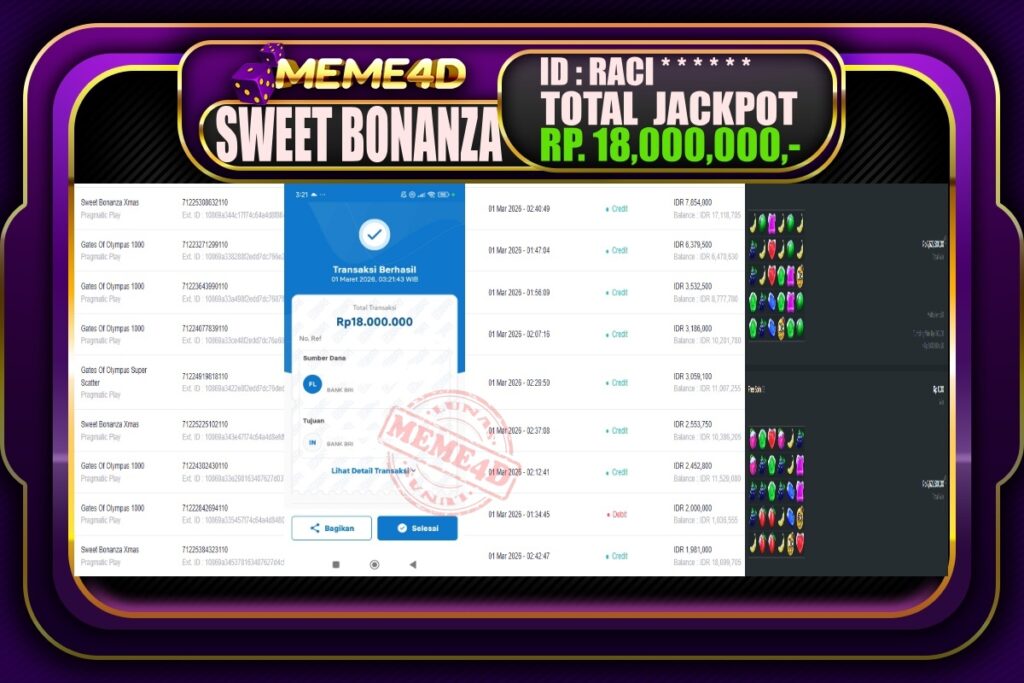 Bukti Jp MEME4D Slot Online 01 March 2026